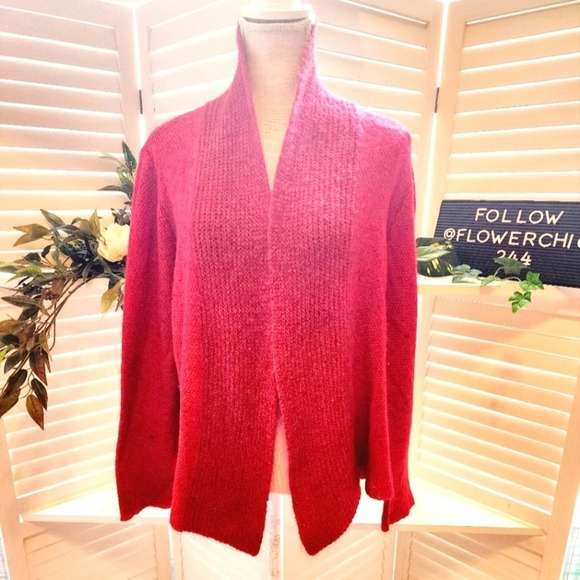 EILEEN FISHER RED CARDIGAN WOOL/CASHMERE BLEND SIZE MED - Picture 1 of 7